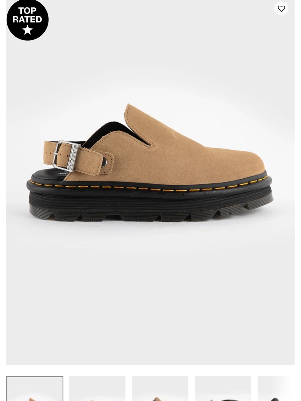 Dr. Martens Tan Suede Slingback Clog with Black Lug Sole